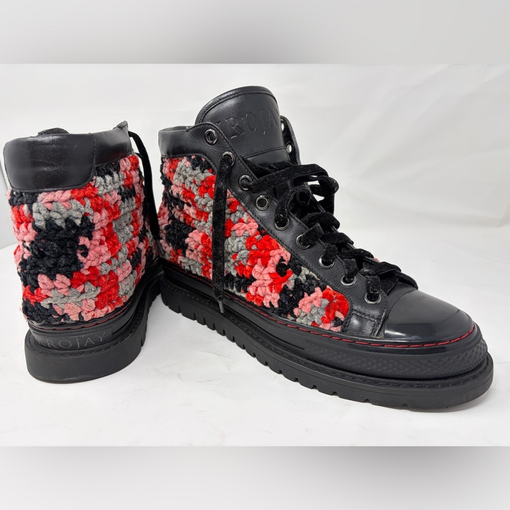 Krojay Onyx Crochet Combat Boots Chunky Platform Black Women’s Size 10